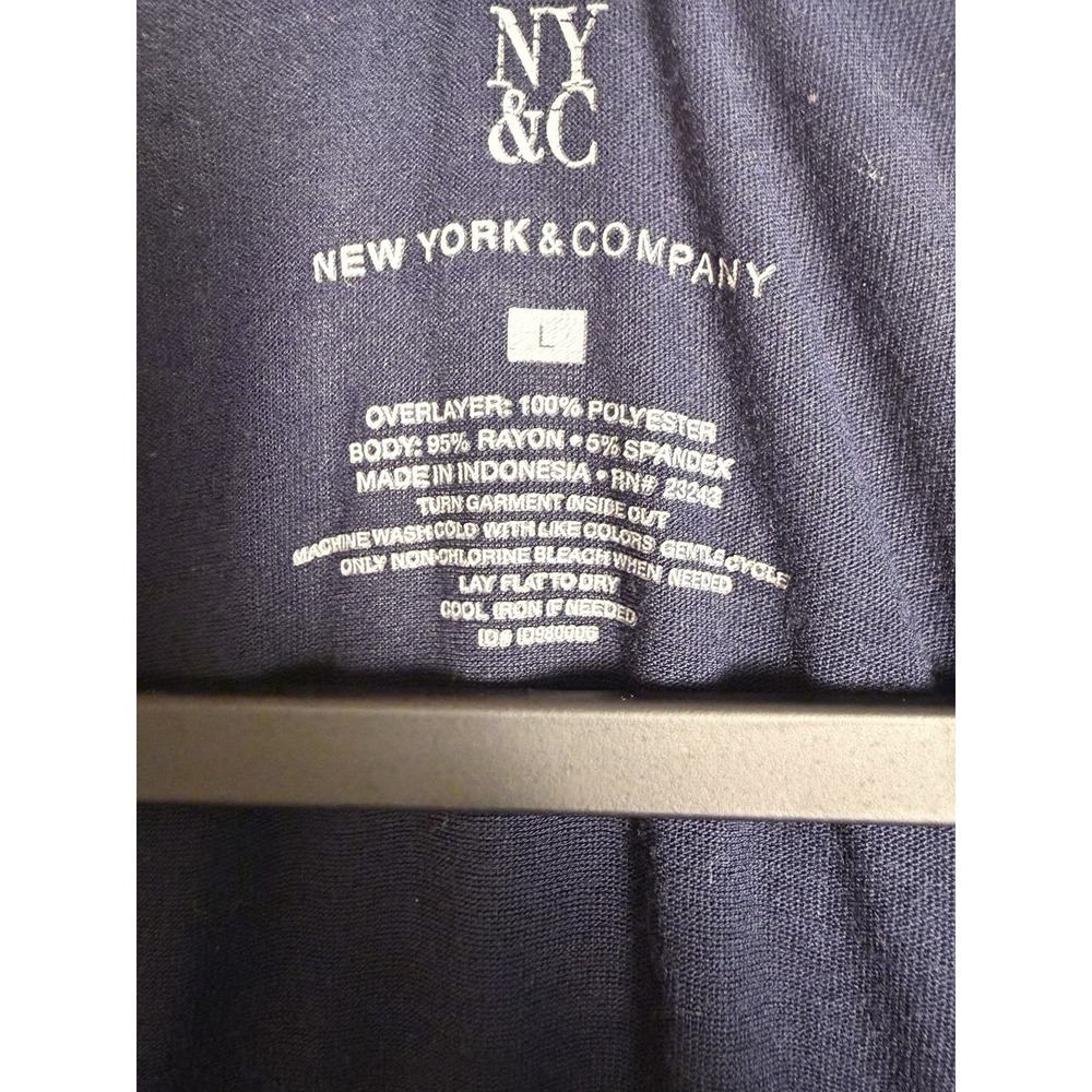 NY&C Flamingo Tank Top Womens Large Navy Chiffon Sleeveless Blouse - Picture 5 of 5